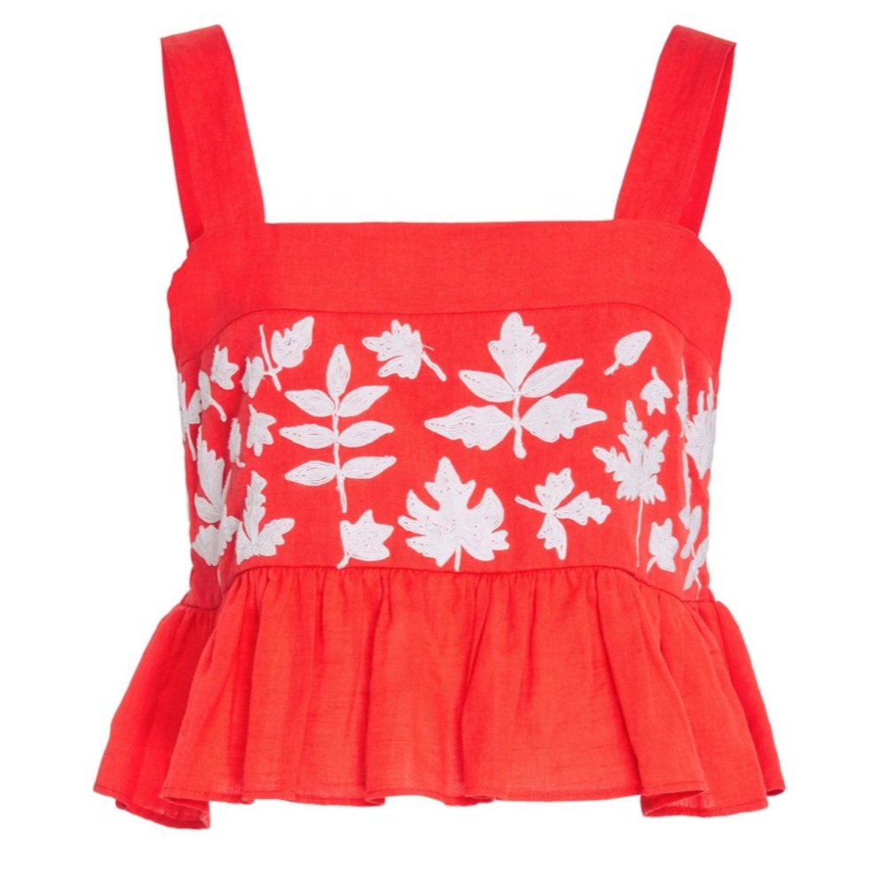Carolina K | Red Linen Crop Top